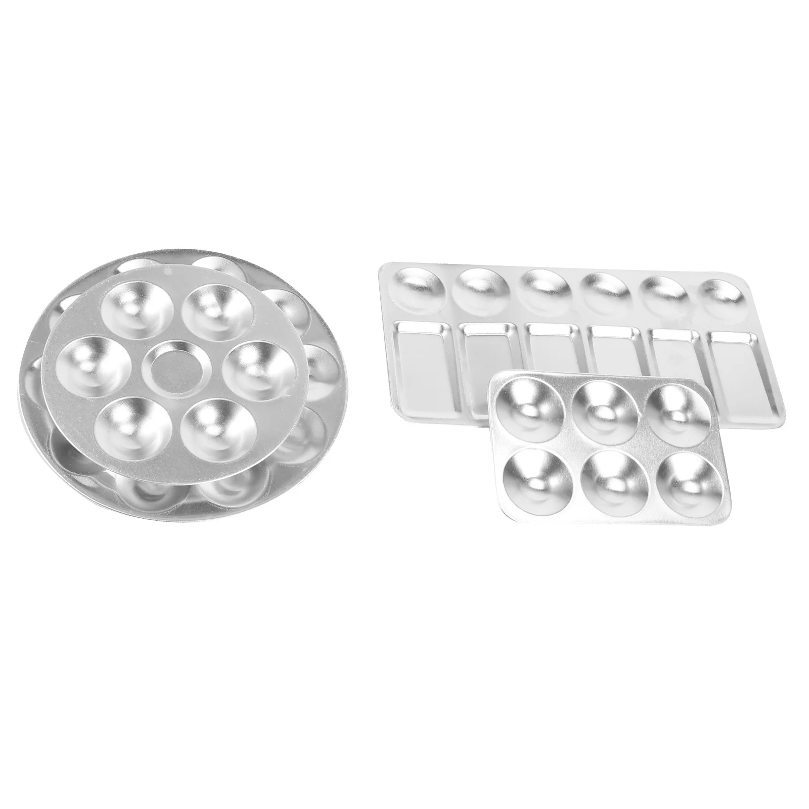 

4Pcs Paint Tray Palettes Aluminum Stainless Steel for DIY Artists Kids Art Mixing Watercolors Oil Paint Tray Palette