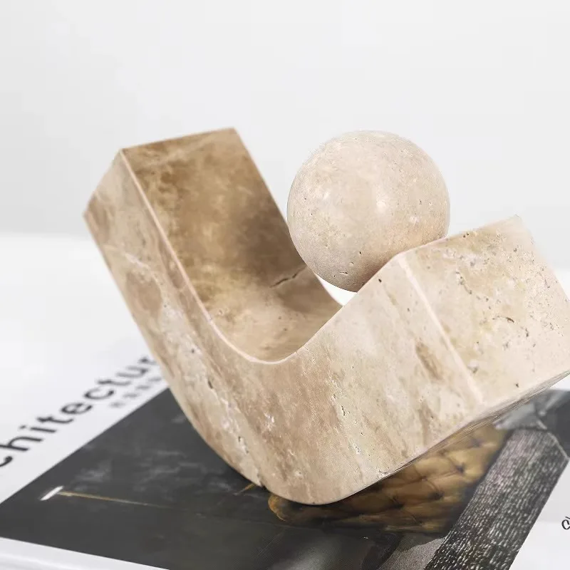 Geometric Arc Natural Stone Ornaments Modern Crafts Desk Decoration Creative Geometry Artwork Statue Room Aesthetics Decor