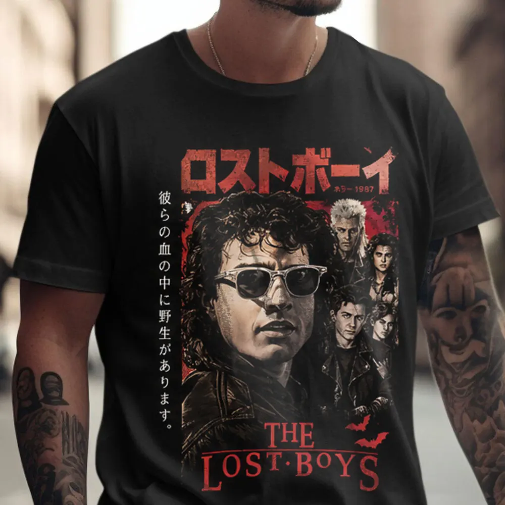Vintage Japanese Poster The Lost Boys 1987 Vampire Horror Movie T-Shirt 80s Gothic Graphic Tee 0521 Streetwear Unisex Tee S-6XL