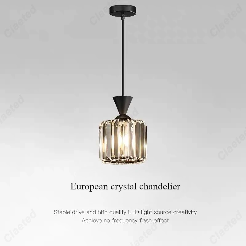 

Modern Minimalist LED Single Crystal Chandelier Bar Restaurant Living Room Bedroom Luxury Atmosphere Decorative Lighting E27