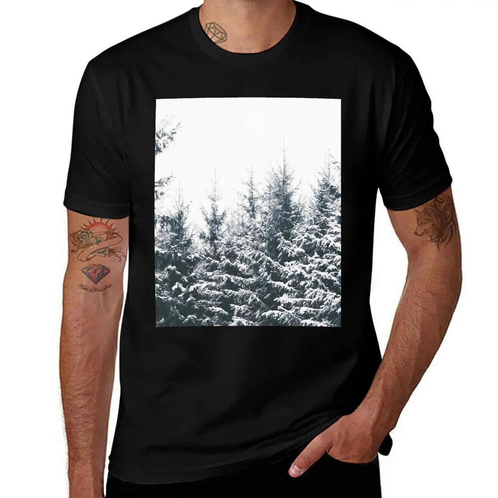 In Winter // Misty Moody Foggy Milky Woods Wonderland Forest With Cascadia Trees Covered In Snow T-Shirt