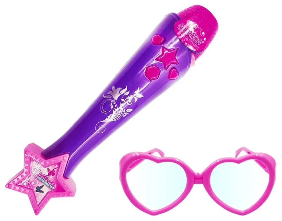 Kit Microfone Musical + Óculos Infantil Fashion Com Luz