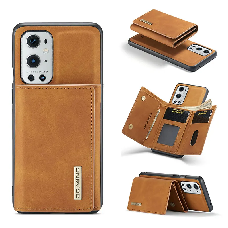 2In1 Vintage PU Leather Wallet Bag Magnetic Detachable Back Case For OnePlus 9 Pro 9R 9RT Nord 2 N200 Holder Card Slots Cover