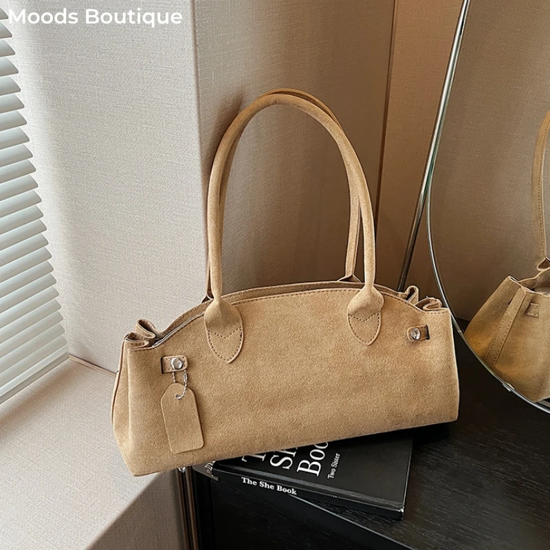 

MOODS French Style Underarm Shoulder Bags For Women PU Suede Pure Color Top-handle Bag 2025 Autumn New Luxury Designer Handbags