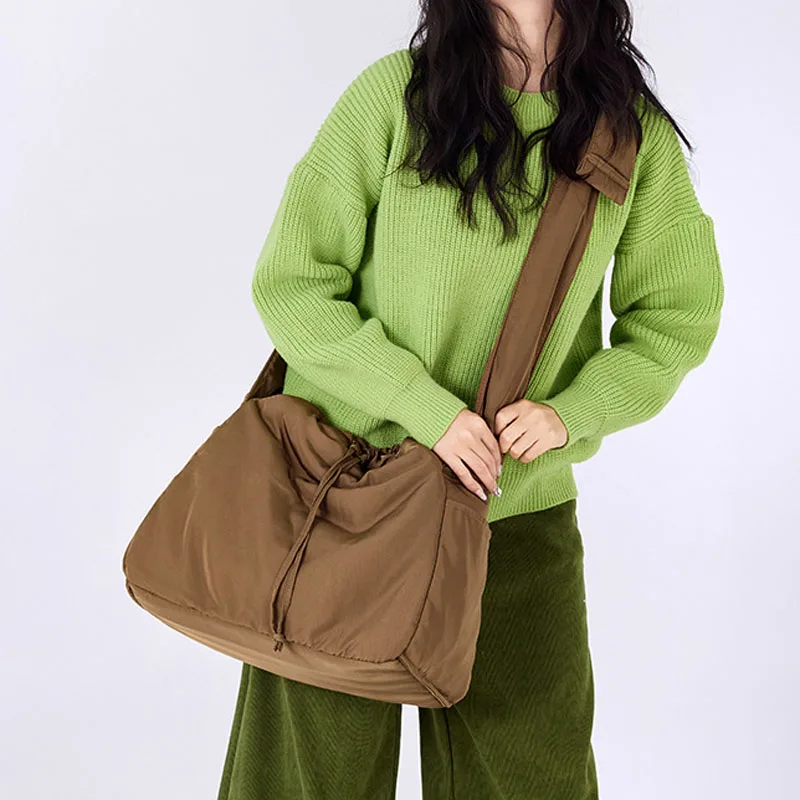 

New Elegant Autumn Winter Women Tote Bag Large Solid Color Soft Drawstring Crossbody Bag Commuting Shopping Travel Shoulder Bags