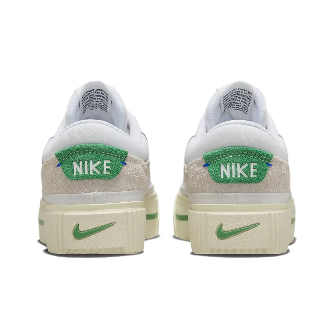 Nike Original Court Legacy Women's Shock Absorbing Abrasion Resistant Low Top Board Shoes Beige and Green