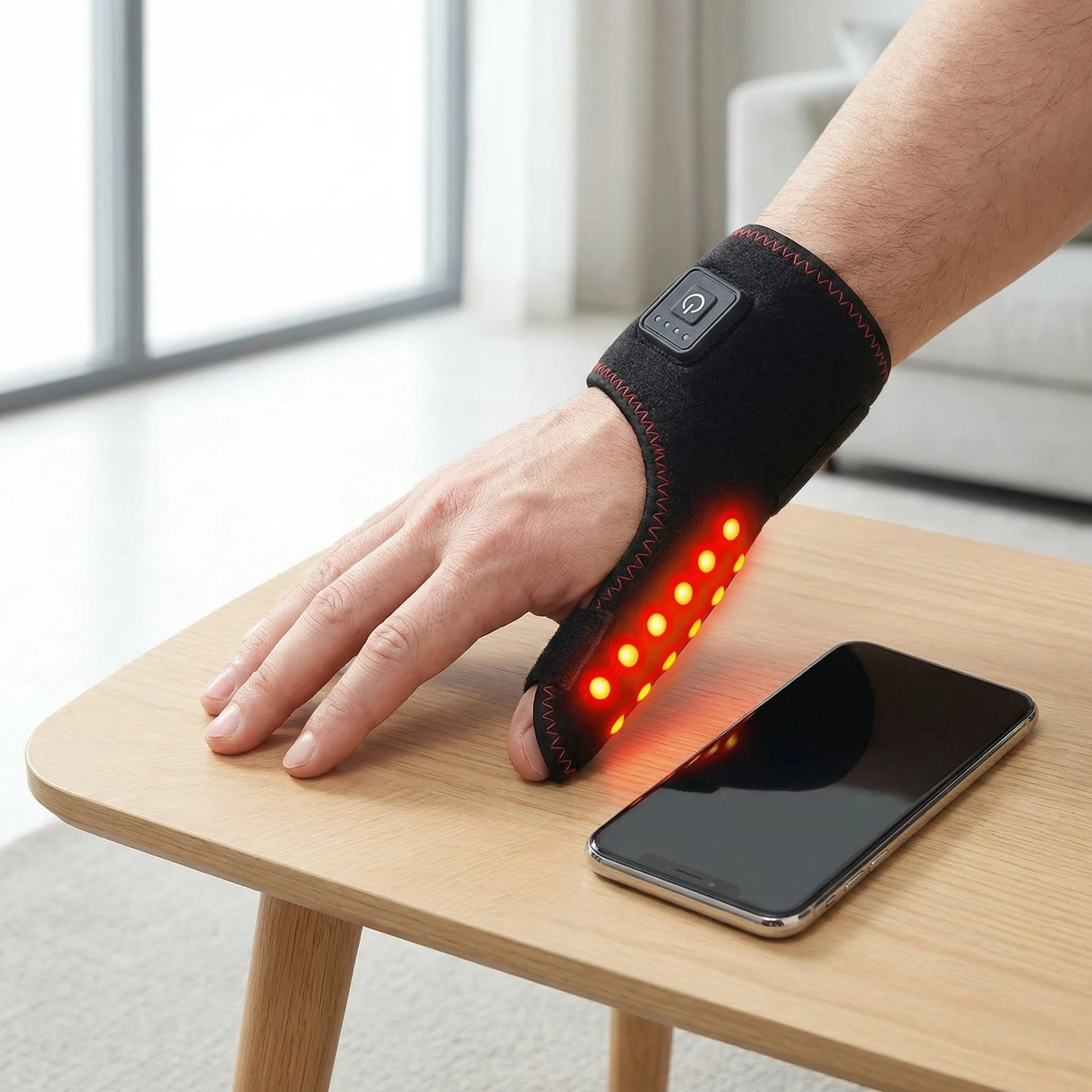 Heating Thumb Wrist Support Brace with Vibration Massager Electric Heated Finger Pad Thumb Stabilizer for Carpal Tunnel Relief