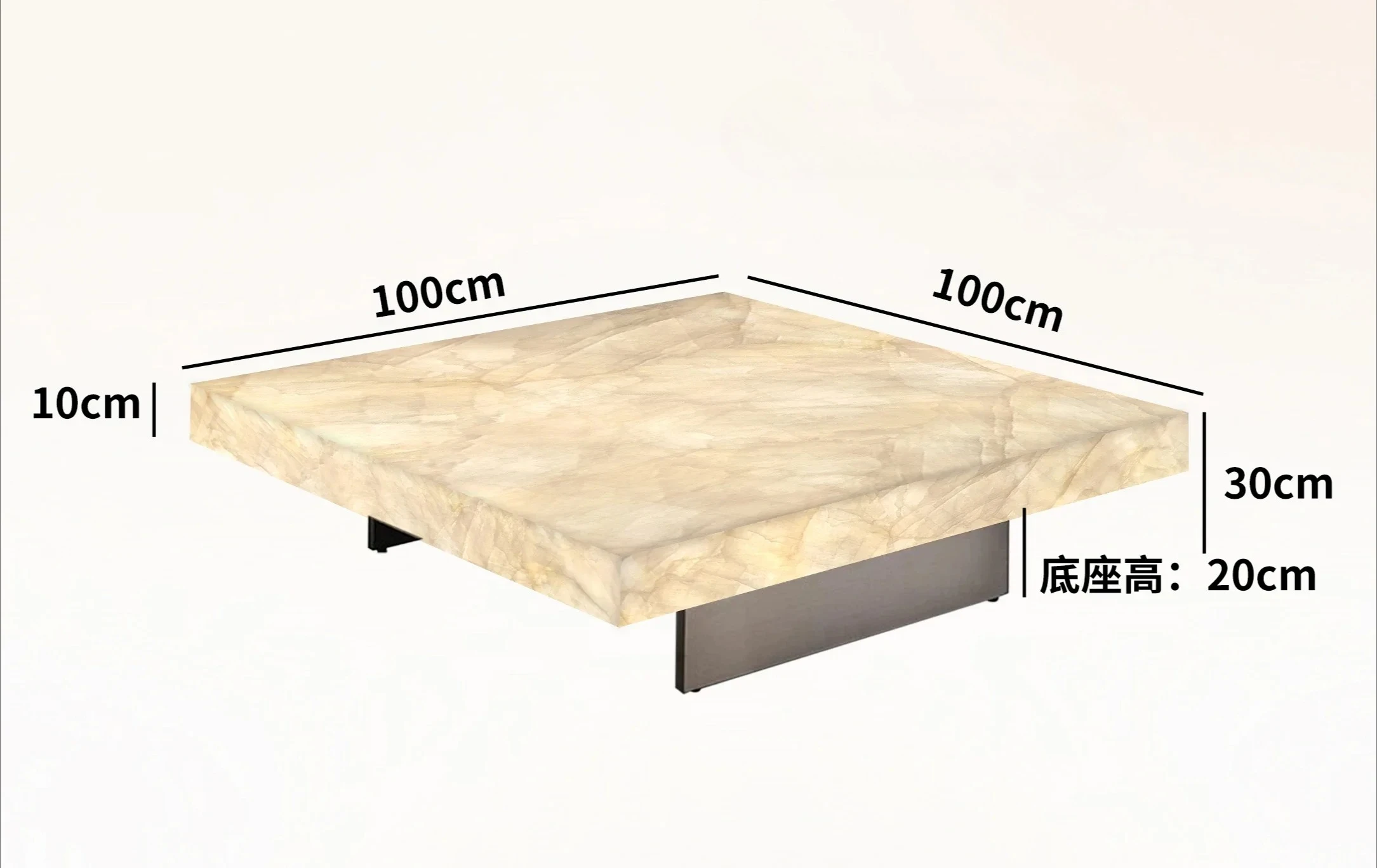 Square luminous jade coffee table villa living room marble high-end Venice brown home