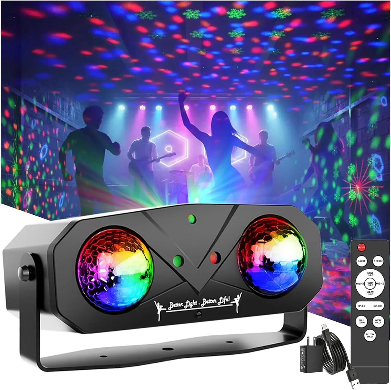 

Party Lights DJ Disco Lights, Sound Activated Disco Ball Strobe Stage Light Star Ocean Projector with