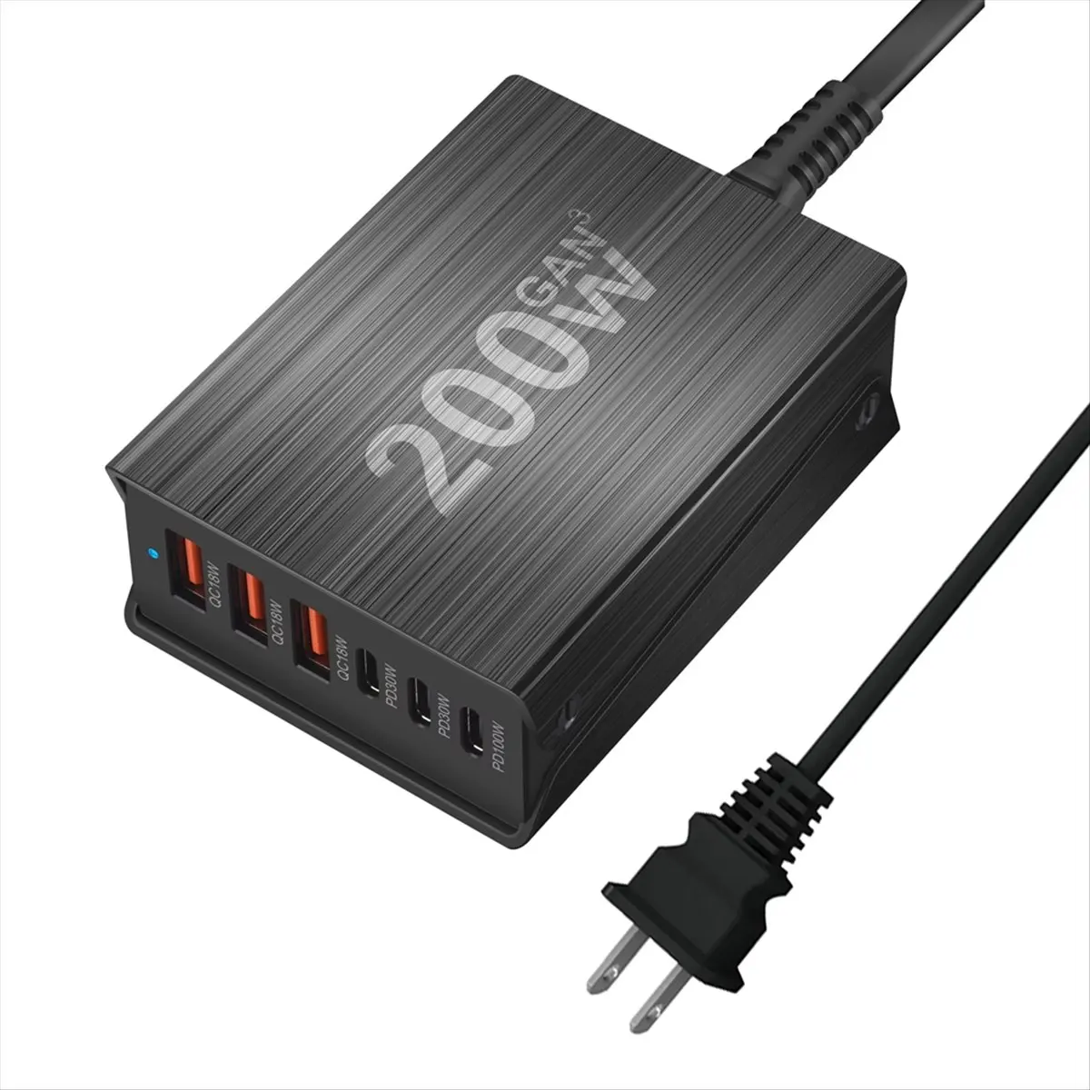 ^&*Summer sale- 200W GaN Charging Station 6Port USB C Charger Quick Charge QC PD 3.0 TypeC Fast USB Charger for 12-15 (US)