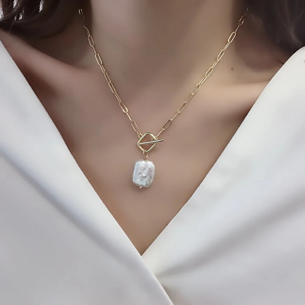

Hot Sale 100% Natural Baroque Freshwater Pearl 14K Gold Filled Ladies Pendant Necklace Jewelry For Women Birthday Gifts No Fade