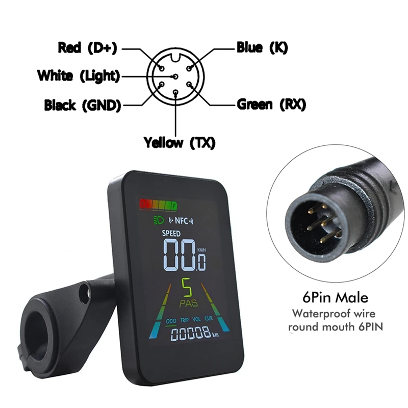 E-Bike LCD Display F3 Animated Color Meter 24V 36V 48V 60V UART Speedometer 6PIN for Electric Scooter