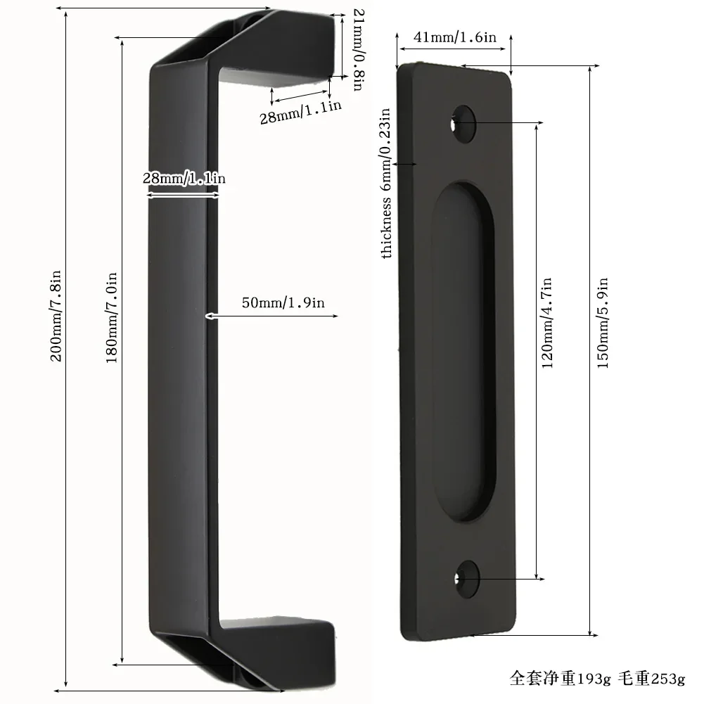 2025 No-punch Heavy Duty Sliding Barn Door Handle Double Sided Design Black No-slotted Sliding Door Open Mounted Door Handle