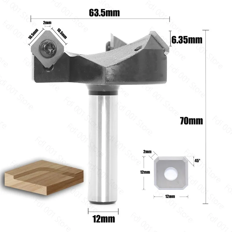 Indexable Helical Router Bit 8mm 1/2 12mm Shank Woodworking Cutter