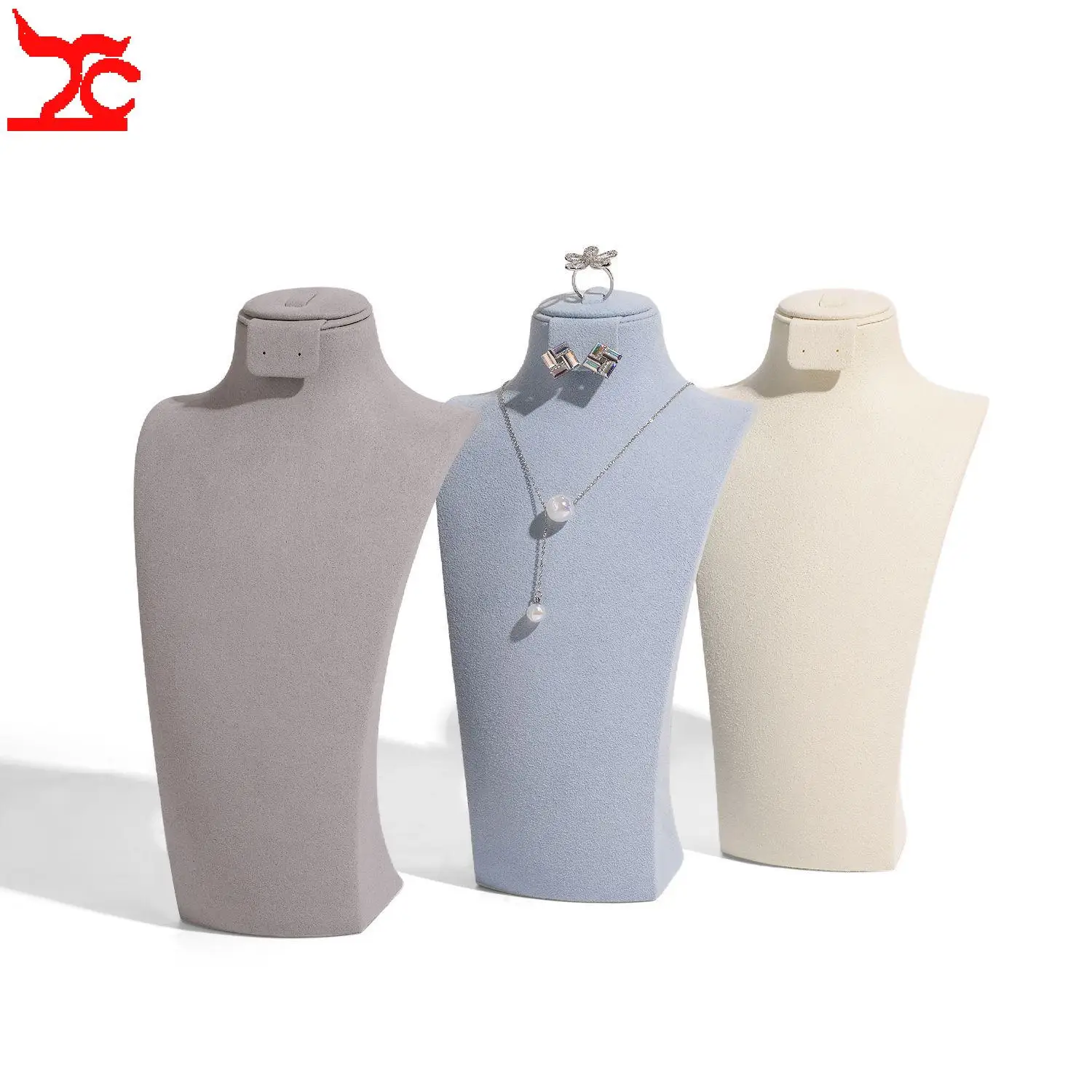 Microfiber Jewelry Display Mannequin Bust Necklace Earring Ring Holder Stand Model for Jewelry Shop Showcase Retail Display Prop