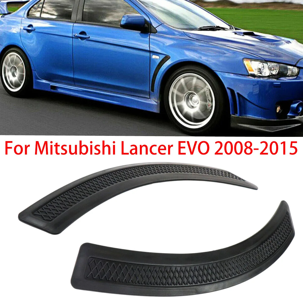 

For Mitsubishi Lancer EVO 2008-2015 2Pcs Door Side Fender Flare Vent Sticker Trim Spoiler Cover Black Auto Car Decoration