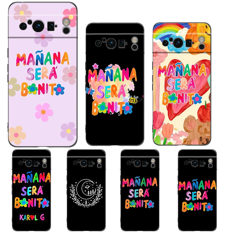 Phone Case For Google Pixel 9 8 8A 7 7A 6 Pro XL 6A 5G Black Soft Shockproof Back Cover TPU Shell Letter Print Kangaroo