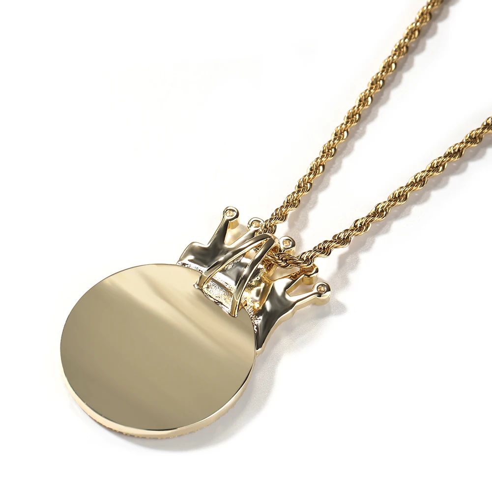UWIN DIY Medallion Photo Pendant Necklace with Heart Bezel 3 cm diameter Picture Charms Iced Out CZ Fashion Jewelry for Gift