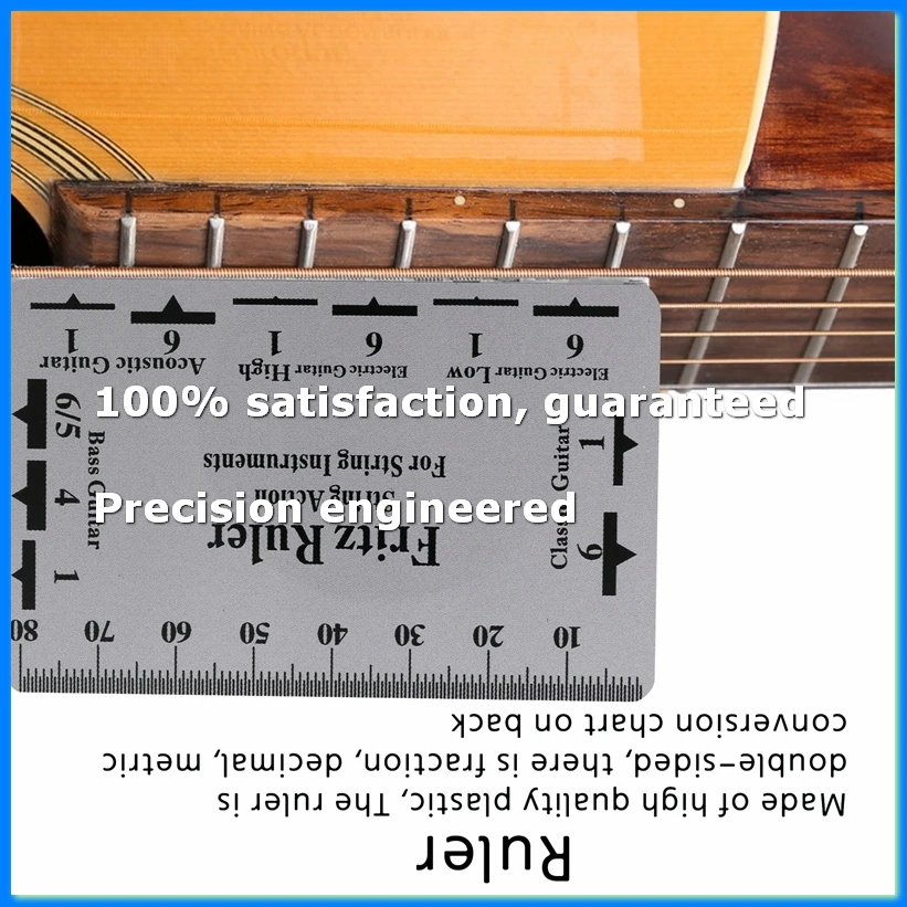 

Guitar Neck Notched Straight Edge Luthiers Tool with String Action Ruler Gauge for 24.75 Inch and 25.5 Inch Electric Guitars