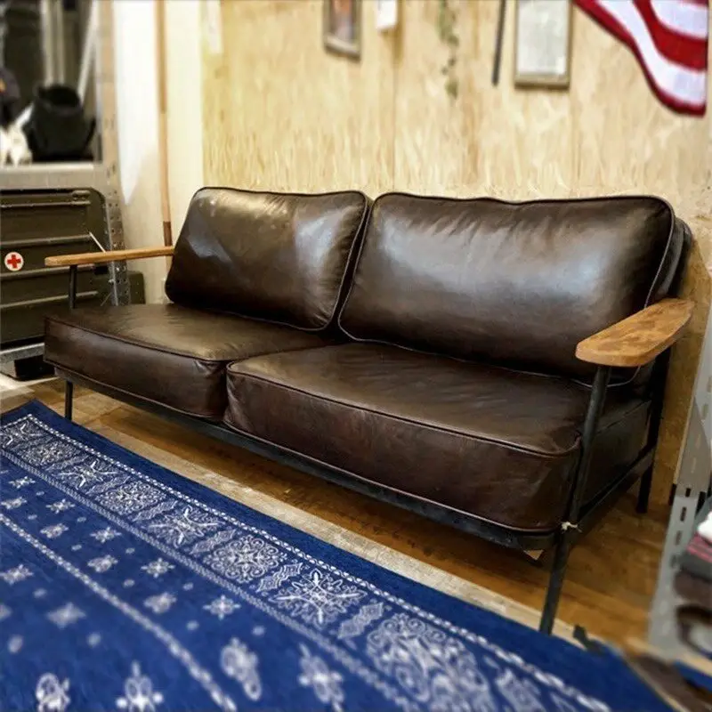 

Industrial-style wrought iron sofa clothing storeVintage studio single double Nordic leather bar chair booth