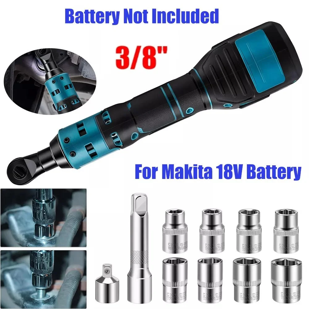 Electric Ratchet Wrench Set 500N.M Cordless Driver 3/8 in. Impact Removal Screw Nut Power Tools For Makita18V Battery