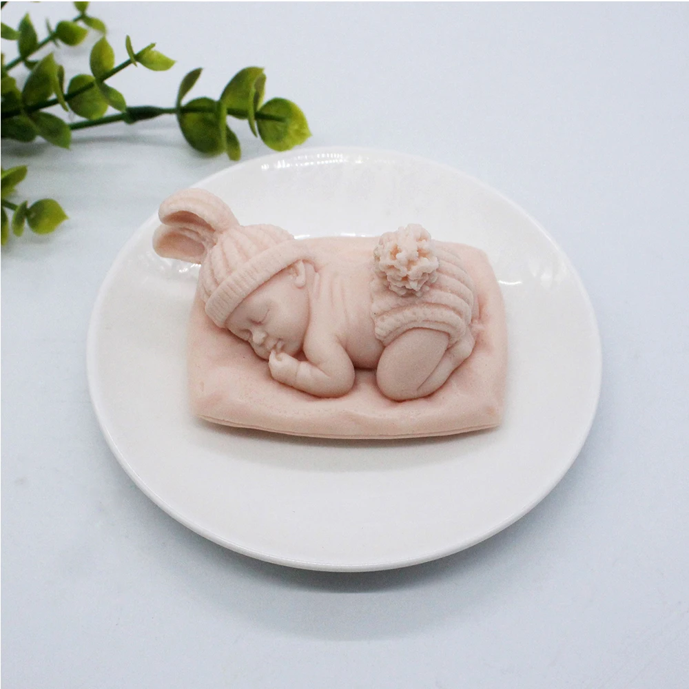 New 1Pcs 3D Sleeping Baby Silicone Mold Chocolate Candy Fondant Mould DIY Handmade Soap Candle Plaster Resin Making Kitchen Tool