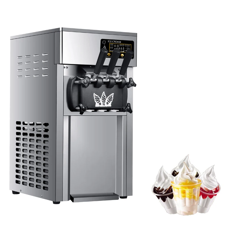 21-26L / H Commercial Low Noise Floor Standing Three Flavors Soft Serve Ice Cream Machine