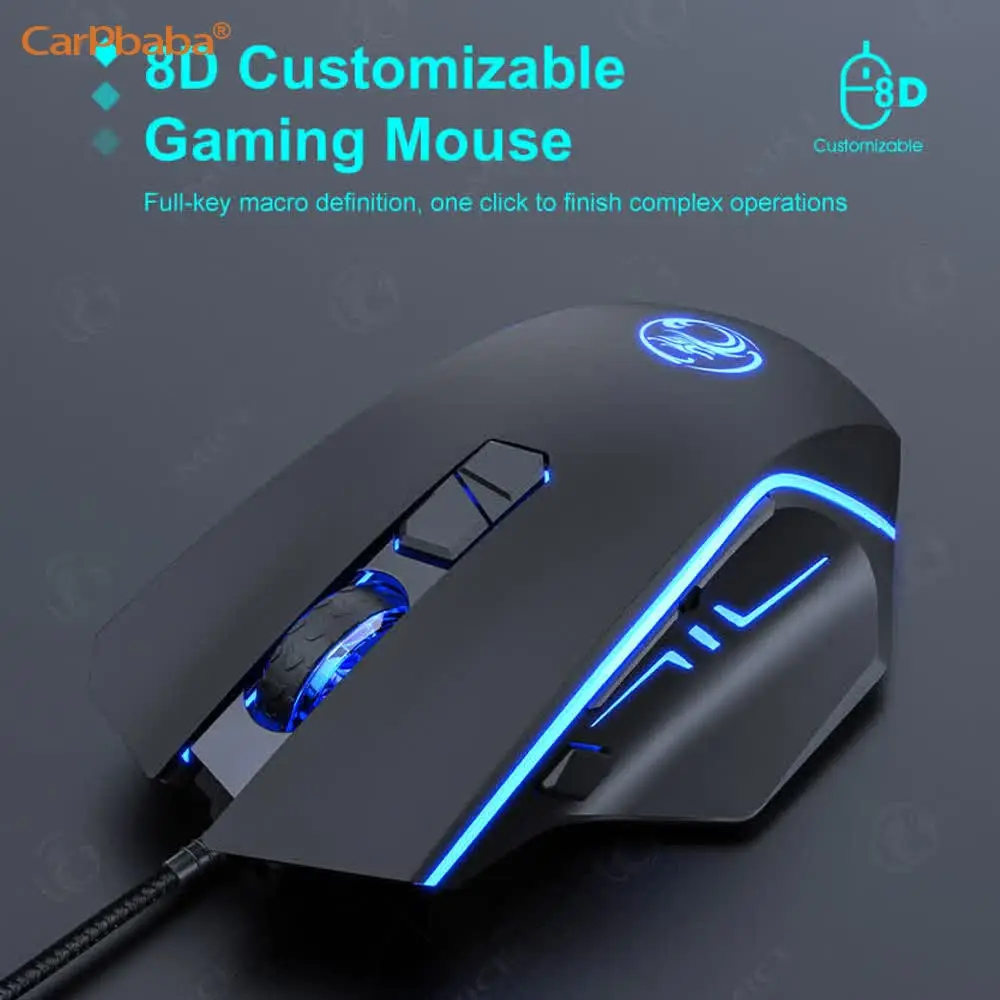 USB Gaming Mouse Backlit Wired Computer Mice High Precision Optical Mouse 7200 DPI Adjustable 8Keys For Office Laptop Computer