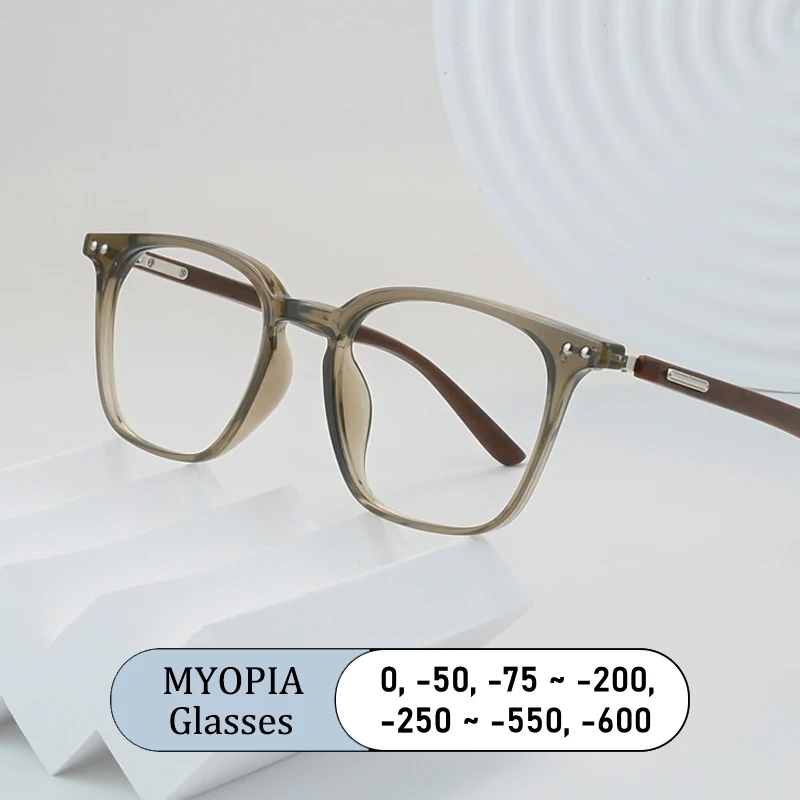 

Brand Design Square Metal Rice Nail Frame Myopia Glasses Custom Prescription Photochromic Anti Blue Ray Femal Shortsight Eyewear