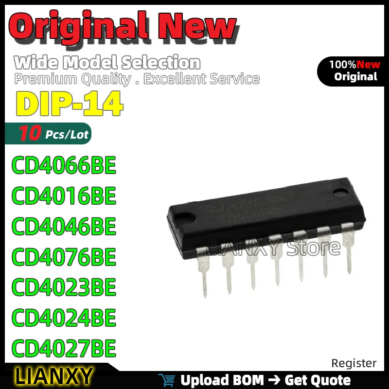 10pcs DIP-14 CD4066BE CD4016BE CD4046BE CD4076BE CD4023BE CD4024BE CD4027BE CD4028BE Register New Original
