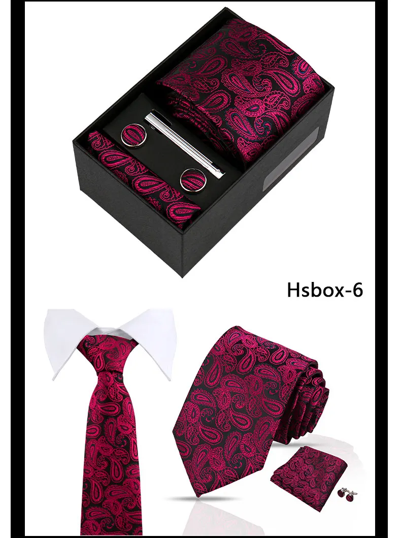Modische Krawatten für Herren, Paisley-Krawatte, Geschenkbox-Set, originelle Geschenke für Herren, hochwertige Krawatte, Business-, Hochzeits- und Anzug-Accessoires – Detail 10