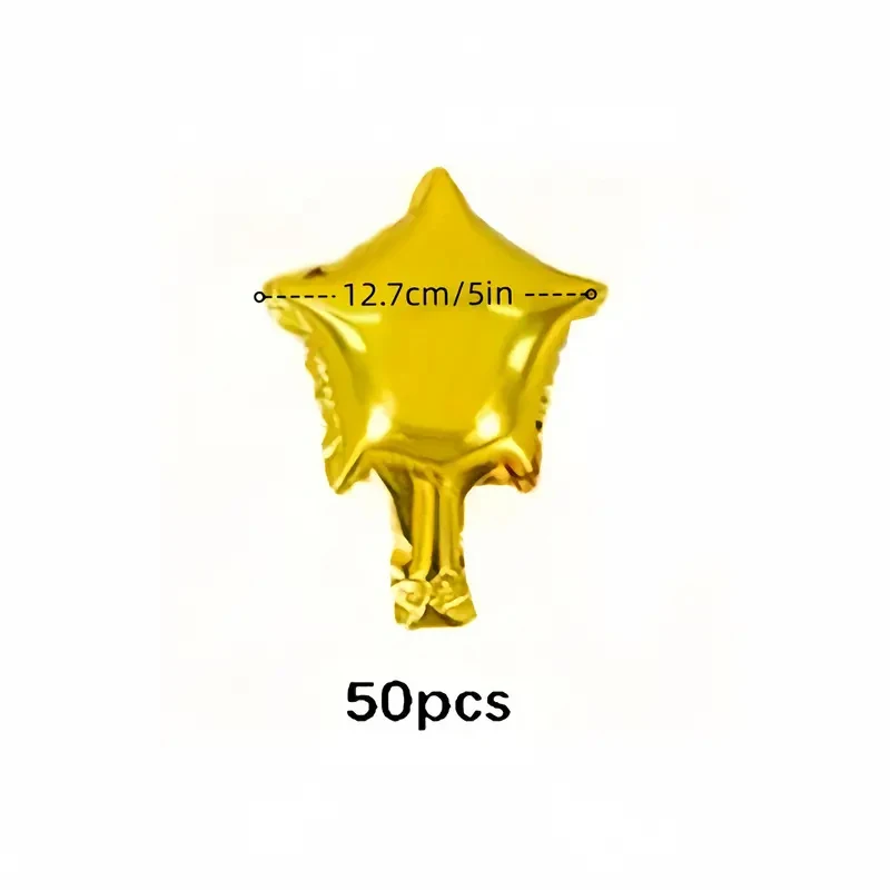 بالونات من رقائق الألومنيوم على شكل نجمة ، ذهبية ، حفلة عيد ميلاد ، ذكرى ، زفاف ، 5 بوصة ، 50 بوصة #5