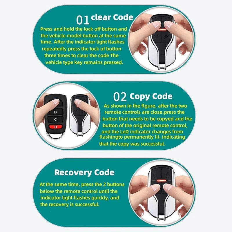 Wireless Remote Control RF Copying Controller Garage Door Clone Code Transmitter Motorcycle Duplicator Key