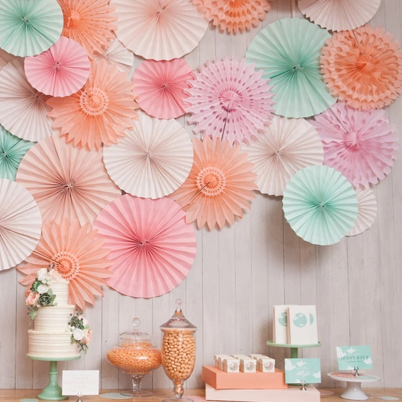 

Colorful Hanging Origami Paper Fans Round Wheel Disc Paper Garlands DIY Handmade Art Party Birthday Wedding Decor Accessories