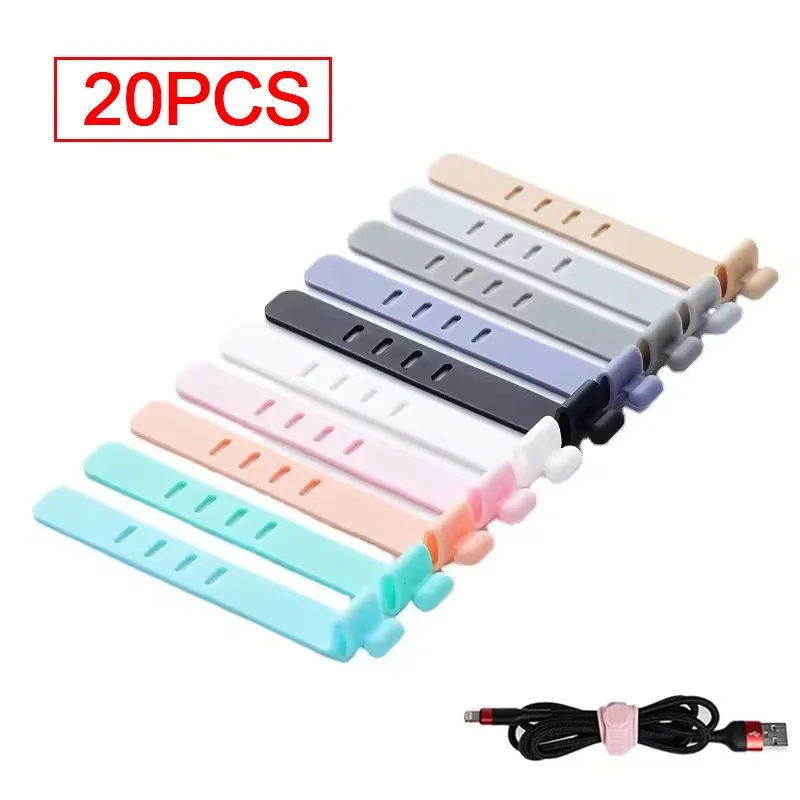 USB Cable Organizer Winder Earphone Organizer Clip Phone Charging Wire Cord Management Buckle Straps Line Storge Clip Desktop