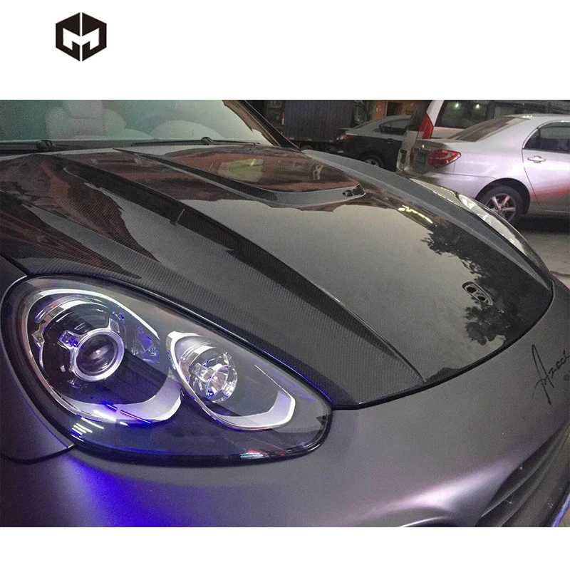 Fibra de vidro amortecedor dianteiro difusor traseiro saias laterais estilo hm kit de corpo largo para porsche cayenne 958 14 polegadas