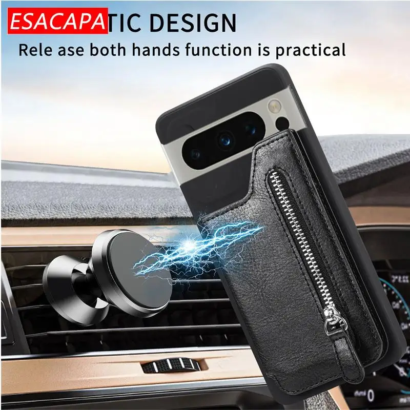 Zipper Wallet Leather Phone Case For Oneplus 12 12R Card Stand Holder Soft TPU Shockproof Back Cover For Oneplus 11 Pro 10T9  8T