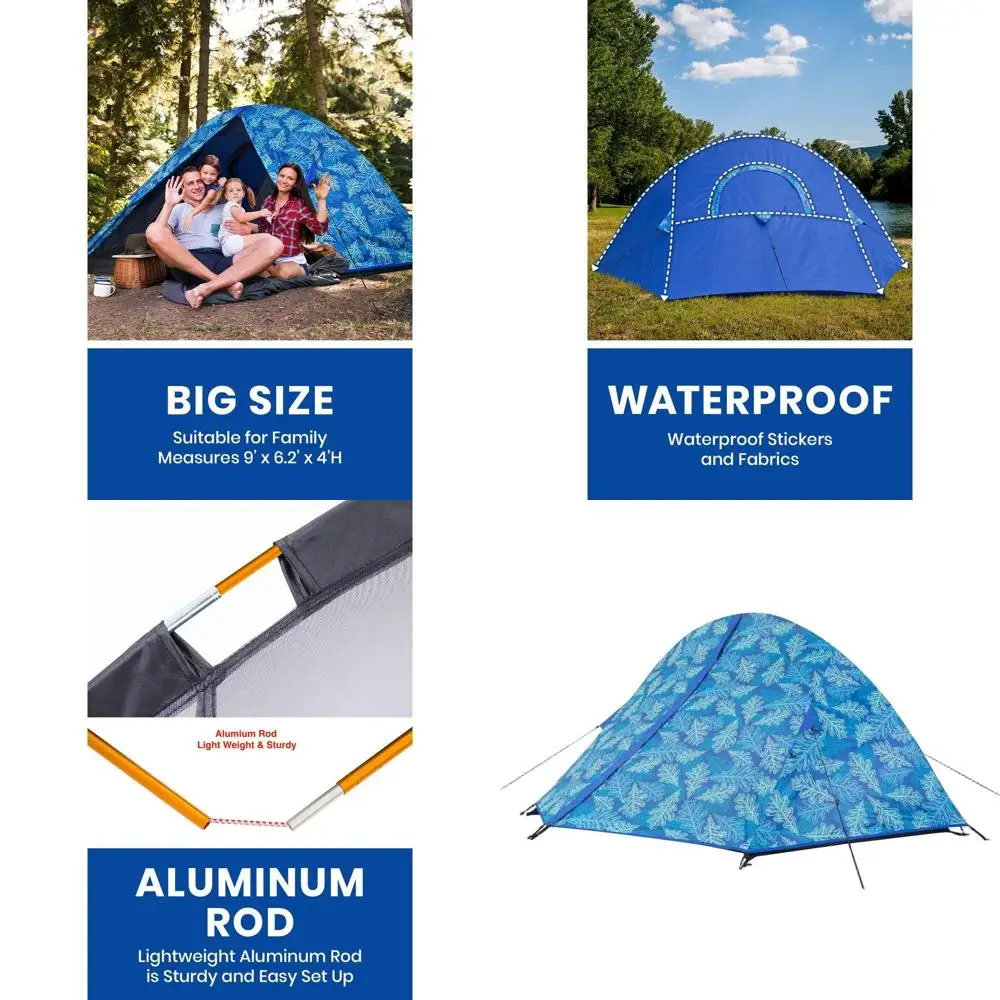 

Трехместная водонепроницаемая ультралегкая палатка для походов, четырехсезонная двухслойная палатка-кабина с алюминиевыми дугами, узор «Дуб»