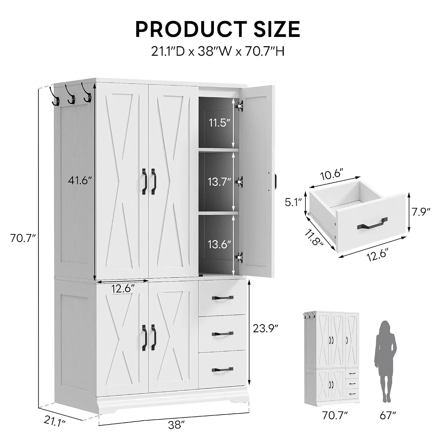 Large-Capacity Storage Combines Hanging Space, Enclosed Shelves, and Drawers for Organized Everyday Living