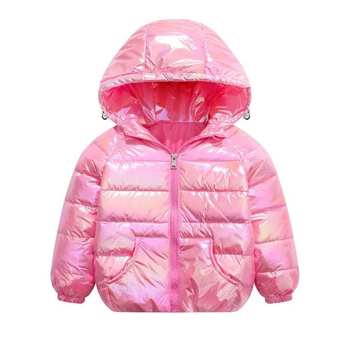 3-8-year Children\'s coat winter plush warm down jacket Baby cartoon colorful cotton jacket letter printed hooded cotton jacket