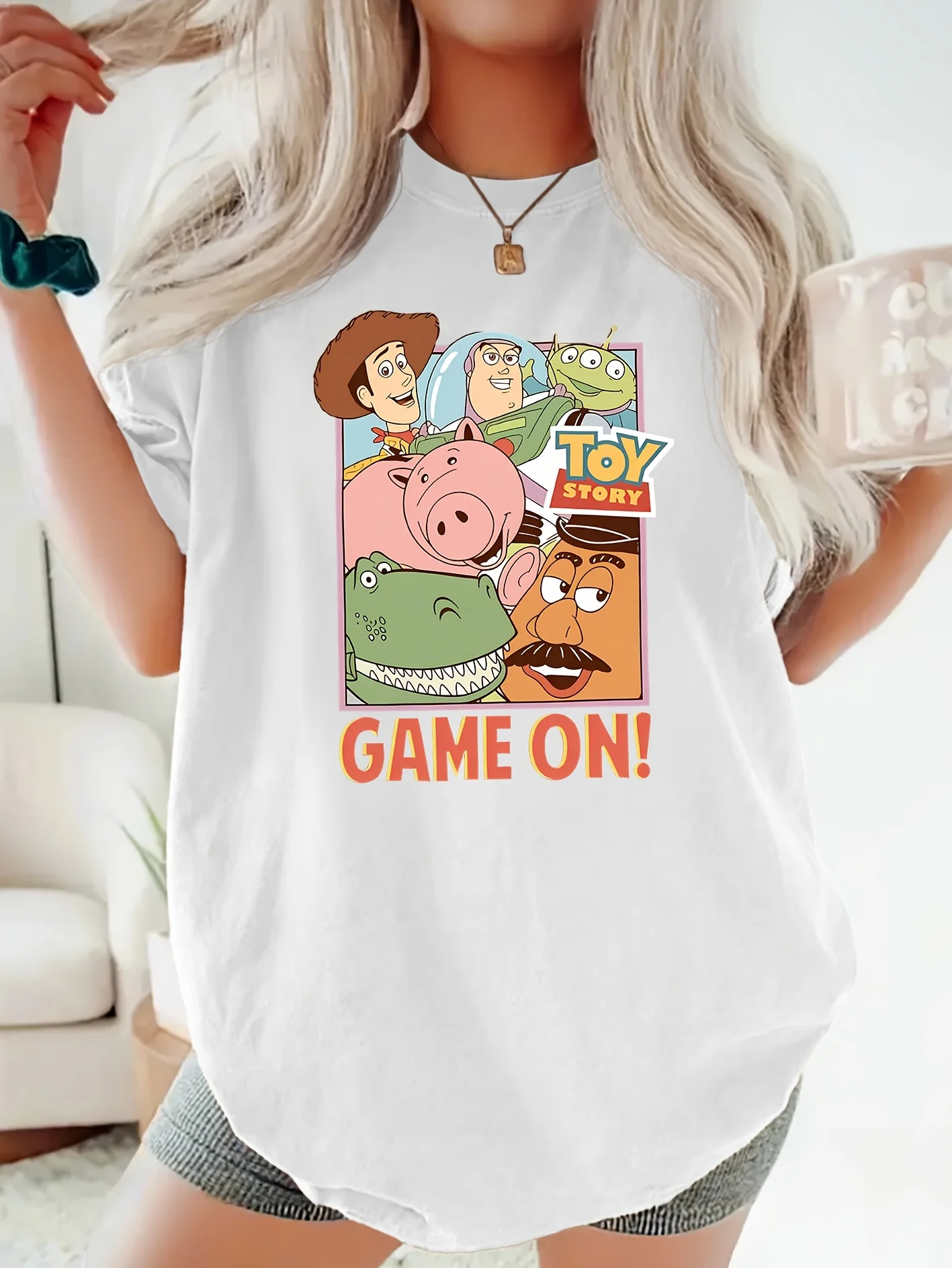 لعبة ديزني توي ستوري وودي، باز لايت يير، كائن فضائي، هام، ريكس، سلينكي دوج آند مستر. تي شيرت برسومات رأس البطاطس - كاجوال عتيق #2