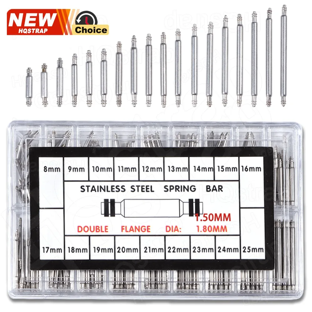 1/2set Strainless Steel Spring Bars Dia 1.5mm 1.8mm Size 8mm-25mm Watchband Strap Belt Watch Repair Tools Pin Watch Accessories