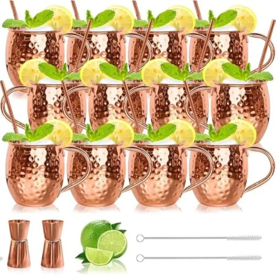 

Moscow Mule Copper Mugs- Set of Copper Plated Stainless Steel Mug 18oz for Chilled Drinks