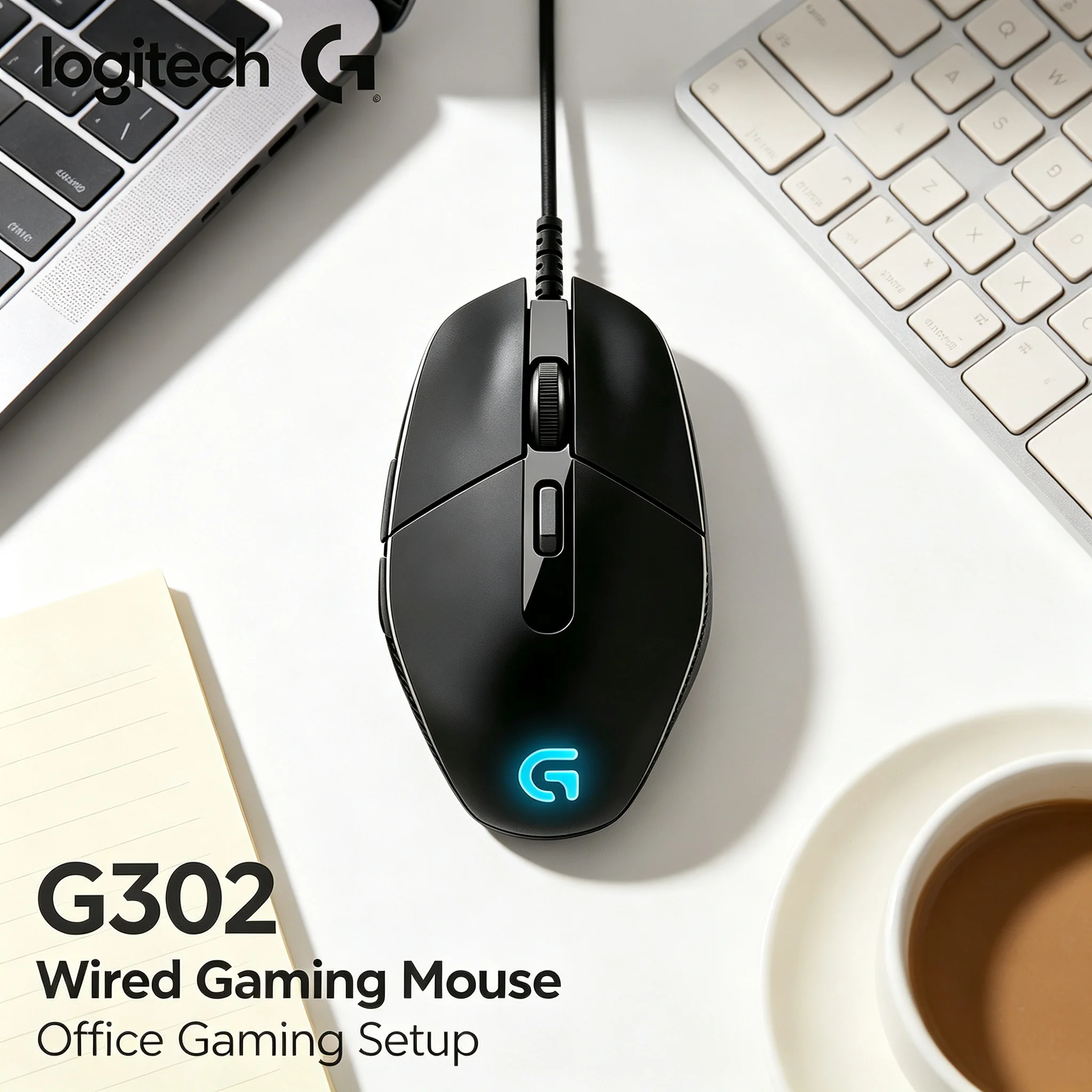 Logitech G302 Wired Gaming Mouse Polished Ergonomic Surface 6 Macro Keys 4000DPI for CS2 Fortnite Apex Legends Game Hobbyist