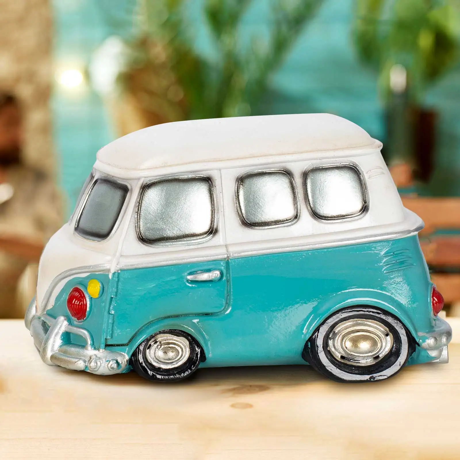 حافلة الهبي الكلاسيكية، حصالة على شكل حيوان قابلة للجمع، ديكور المكتب المنزلي، قطعة مركزية على الطاولة، عرض رف الكتب - بنك توفير بطابع السيارة #3