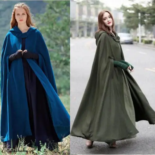 Christmas Cloak Red Womens Long Cape Cloak Hooded Wool Blend Coat Sleeveless Winter Thick Warm Poncho Cardigan 5 Colors Fashion