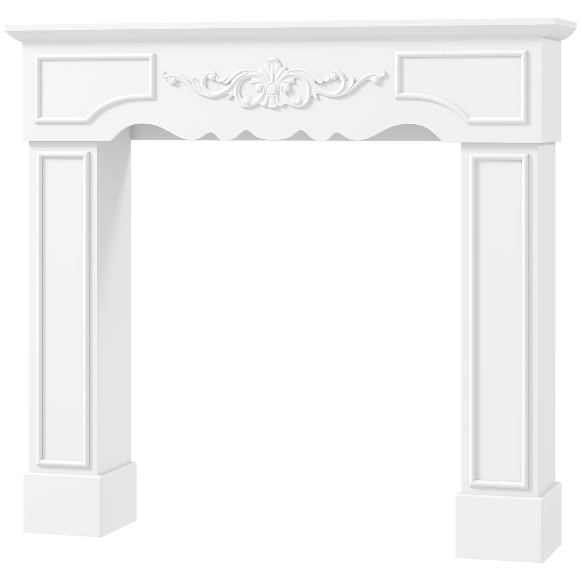 

Baroque Fireplace Mantel, Freestanding Fireplace Surround with Leg for Electric Fireplaces, 43.3 W x 39.8 H, White