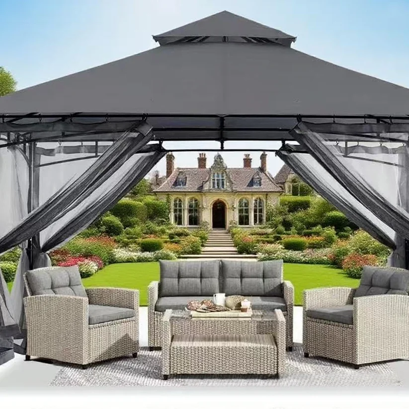 10 * 10ft Iron Tent Mosquito Net, Pavilion Outdoor Mosquito Net, Courtyard Garden Mosquito Net