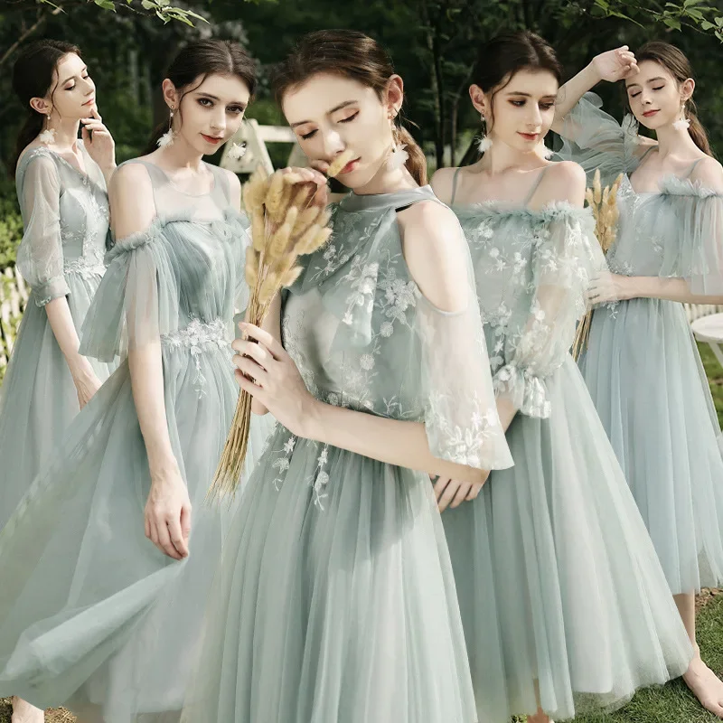 

Sweet Memory Bridesmaid Dresses Mesh Tulle Fairy Prom Robe Princess Lace-up Elegant Women Girl Celebrity Party Gown