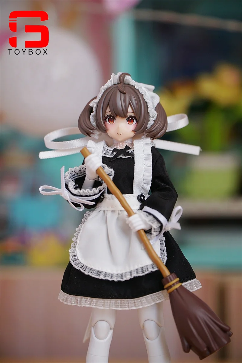 1/12 feminino soldado manga comprida traje de empregada avental de renda jk vestido uniforme roupas para 6 Polegada figma figuras de ação corpo